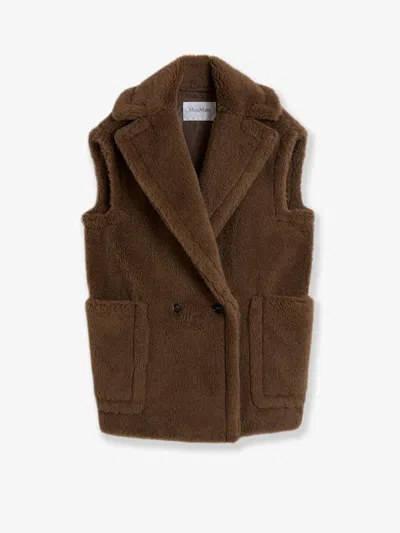 MAX MARA BORMIDA ALPACA AND WOOL SLEEVELESS COAT