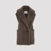 Max Mara Bormida Fur Double-breasted Vest In Brown