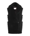Max Mara Double-breasted Sleeveless Faux Fur Jacket In Black