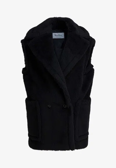 Max Mara Bormida Double-breasted Teddy Vest In Black