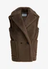 Max Mara Sleeveless Teddy Jacket In Alpaca And Wool Jackets And Coats Brown In Brown