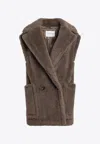 Max Mara Brown Teddy Gilet In Alpaca And Wool In Brown