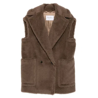 Max Mara Bormida Double-breasted Gilet In Brown