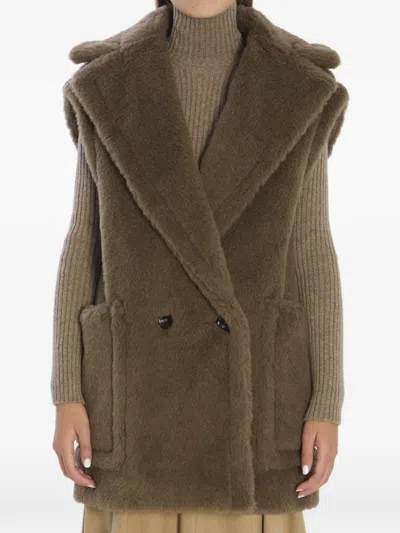 Max Mara Bormida Double-breasted Gilet In Brown