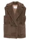Max Mara Oversized Sleeveless Faux Fur Vest In Brown