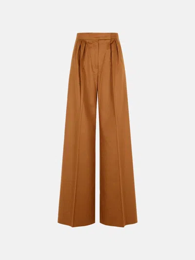 Max Mara 'borneo 1234' Wide Camel Leather Pants In Brown