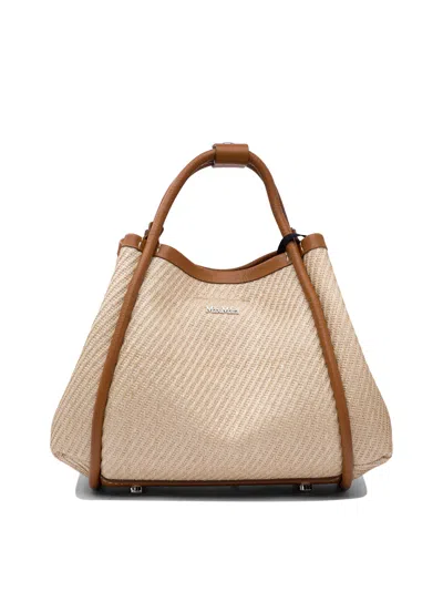 Max Mara Borsa Marine Extra Small In Tessuto Effetto Rafia Handbags Brown In Brown