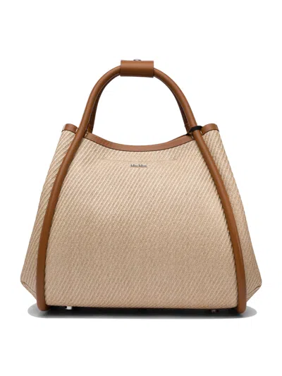 Max Mara Borsa Marine Small In Tessuto Effetto Rafia Handbags In Brown
