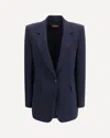 Max Mara Studio Blue Virgin Wool Silk Blazer In Blue