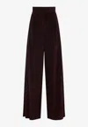 Max Mara High Waist Velvet Wide Leg Trousers In Red