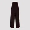 Max Mara Wide Leg High Waist Trousers With Side Stripe In Burgundy
