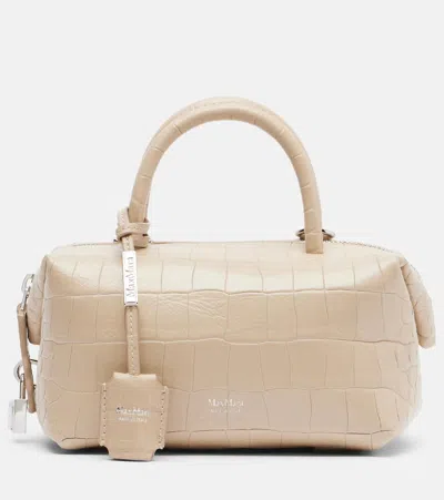 Max Mara Boston Leather Tote Bag In Sand