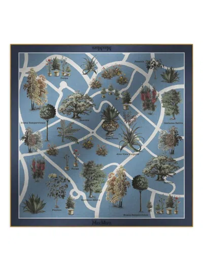 Max Mara Botanical-print Scarf In Gray