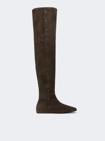 Max Mara Botte En Croûte De Cuir Avec Clous In Brun Fonce