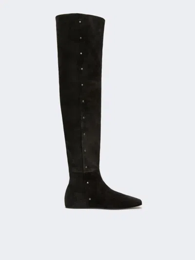 Max Mara Botte En Croûte De Cuir Avec Clous In Gris Anthracite