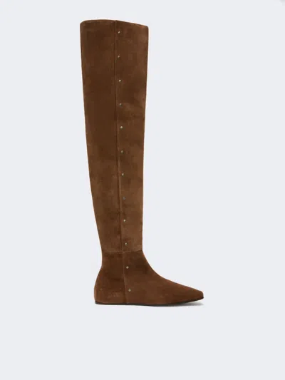 Max Mara Botte En Croûte De Cuir Avec Clous In Noisette