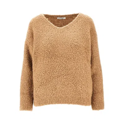 Max Mara Bouclé Camelhair And Silk Sweater In Nude