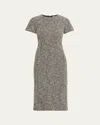 Max Mara Boucle Jersey Short-sleeve Midi Dress In Gray