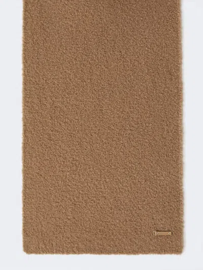 Max Mara Bouclé Silk And Camel Scarf In Brown