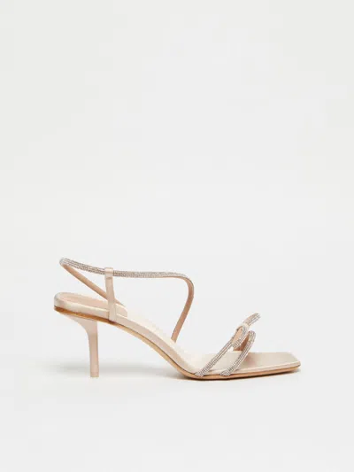 Max Mara Bow-adorned Satin Sandals In Make Up Nude