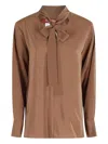Max Mara Bow-collar Silk Blouse In Brown