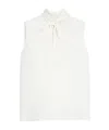 Max Mara Bow Crepe Chine Top In White