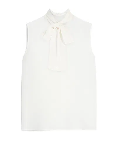 Max Mara Bow Crepe Chine Top In White