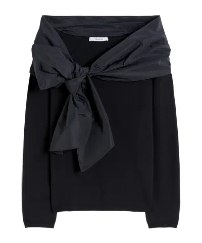Max Mara Bow-decorated Wool Sweater In Black