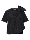Max Mara Colle Bow-detail Cotton Jersey T-shirt In Black