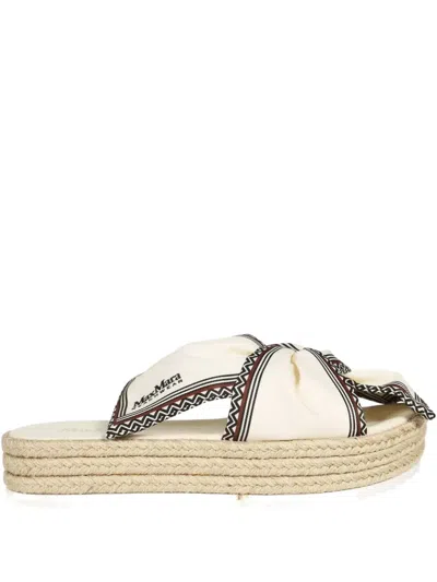 Max Mara Bow-detail Platform Sandals In White