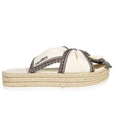 Max Mara Bow Detail Sandals In White