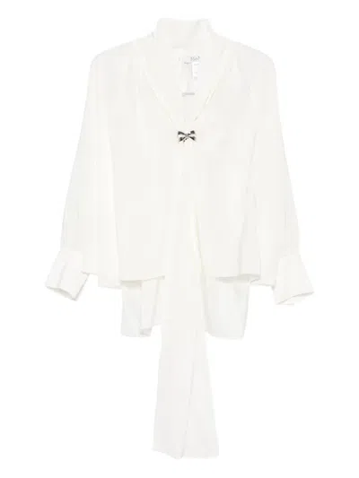 Max Mara Bow-detail Silk Top In White