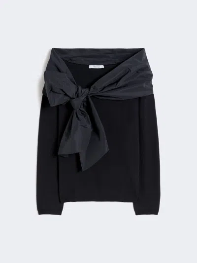 Max Mara Bow-detail Wool Sweater In Blue