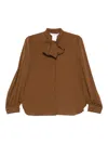 Max Mara Bow-detailing Buttoned Blouse In Brown