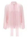 Max Mara Bow Long-sleeve Blouse In Pink