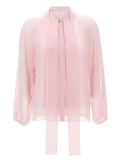 Max Mara Bow Long-sleeve Blouse In Pink