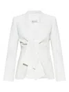 Max Mara Ghiotto Open-front Blazer With Knotted Sashes In White