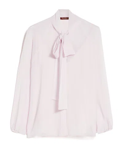 Max Mara Bow Tie Long-sleeved Shirt In White