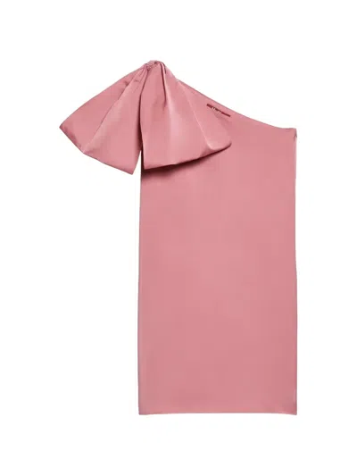 Max Mara Bow-detail One-shoulder Mini Dress In Pink