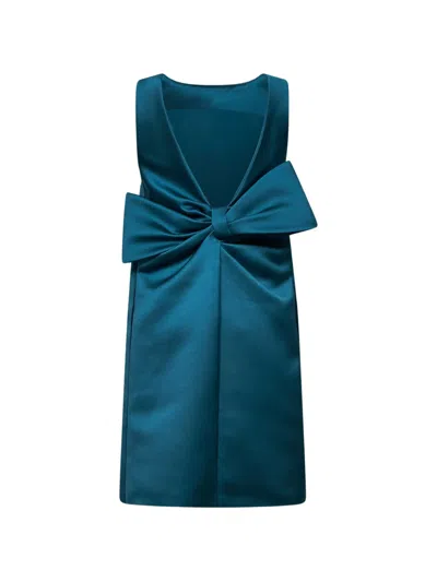 Max Mara Bow-detail Sleeveless Mini Dress In Blue