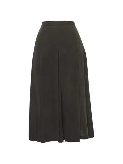 Pre-owned Max Mara Box Pleat Midi Skirt In Gray