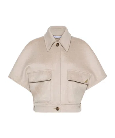 Max Mara Boxy Cape In Cashmere Drap In Neutral
