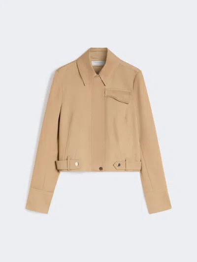 Max Mara Boxy Cotton Jacket In Brown
