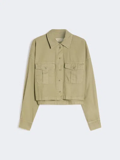 Max Mara Boxy Cotton Panama Shirt In Green