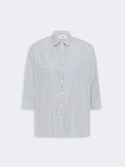 Max Mara Boxy Cotton Poplin Shirt In Blue