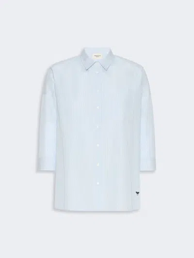 Max Mara Boxy Cotton Poplin Shirt In Blue