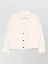 Max Mara Boxy Denim Jacket Contrast Seams Buttons Collar In White