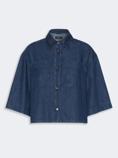 Max Mara Boxy Denim Shirt In Blue