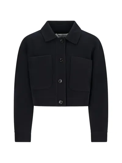 Max Mara Boxy-fit Buttoned Flap-pocket Jacket In Black