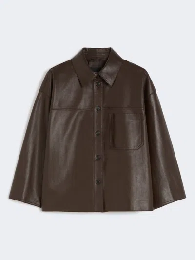 Max Mara Boxy-fit Nappa Leather Jacket In Brown